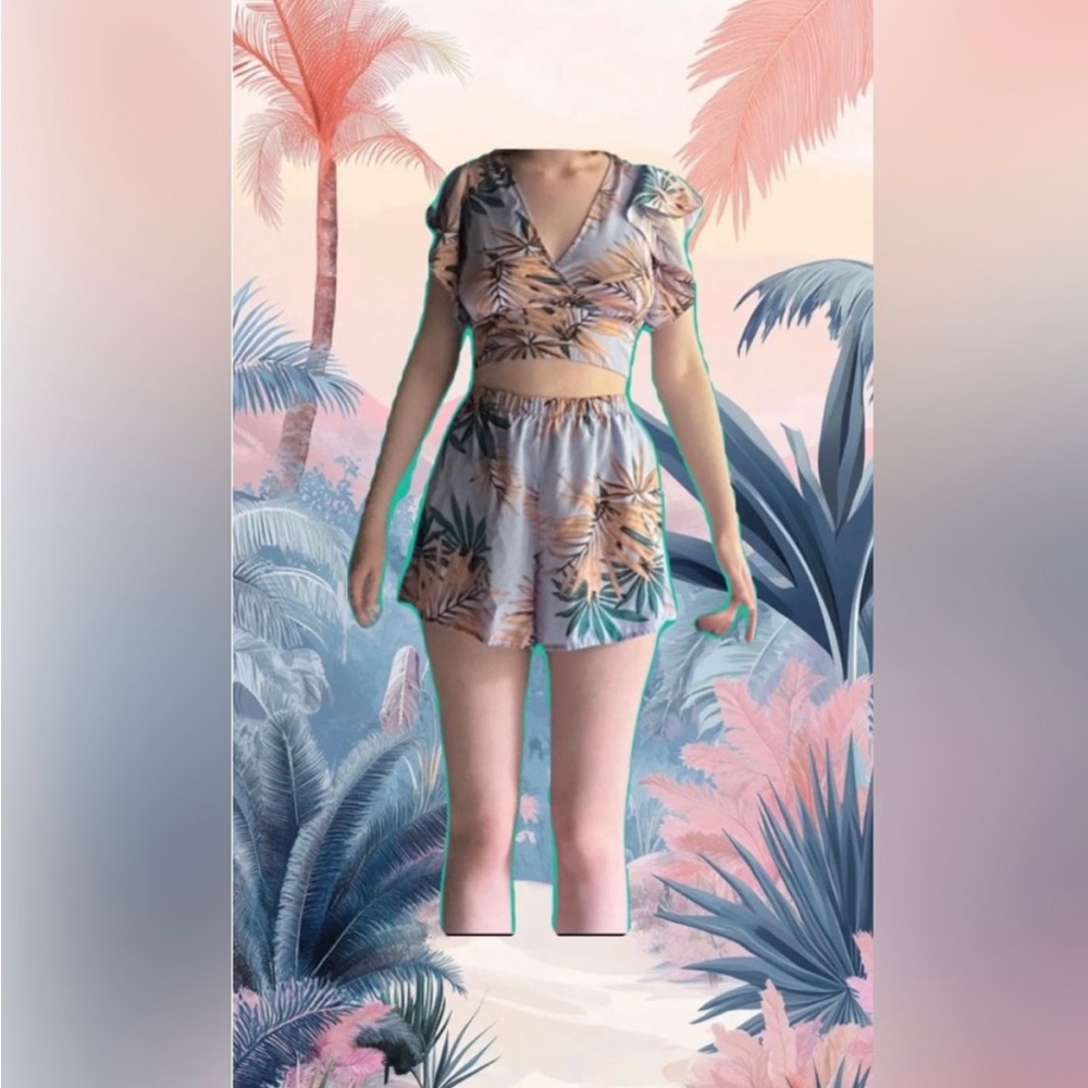 Tropical Print Women's Two-Piece Set